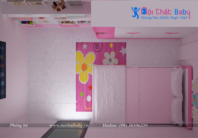 phòng ngủ trẻ em màu hồng