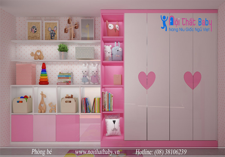 phòng ngủ trẻ em màu hồng