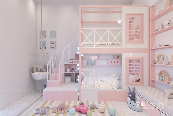 Giường tầng trẻ em, giường tầng, giường tầng bé gái, Nội Thất Baby, giường hai tầng,