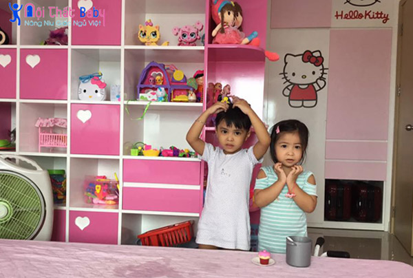 thiết kế nội thất phòng trẻ em, phòng ngủ bé đẹp, phòng ngủ bé gái màu hồng, ảnh thực tế phòng ngủ bé,