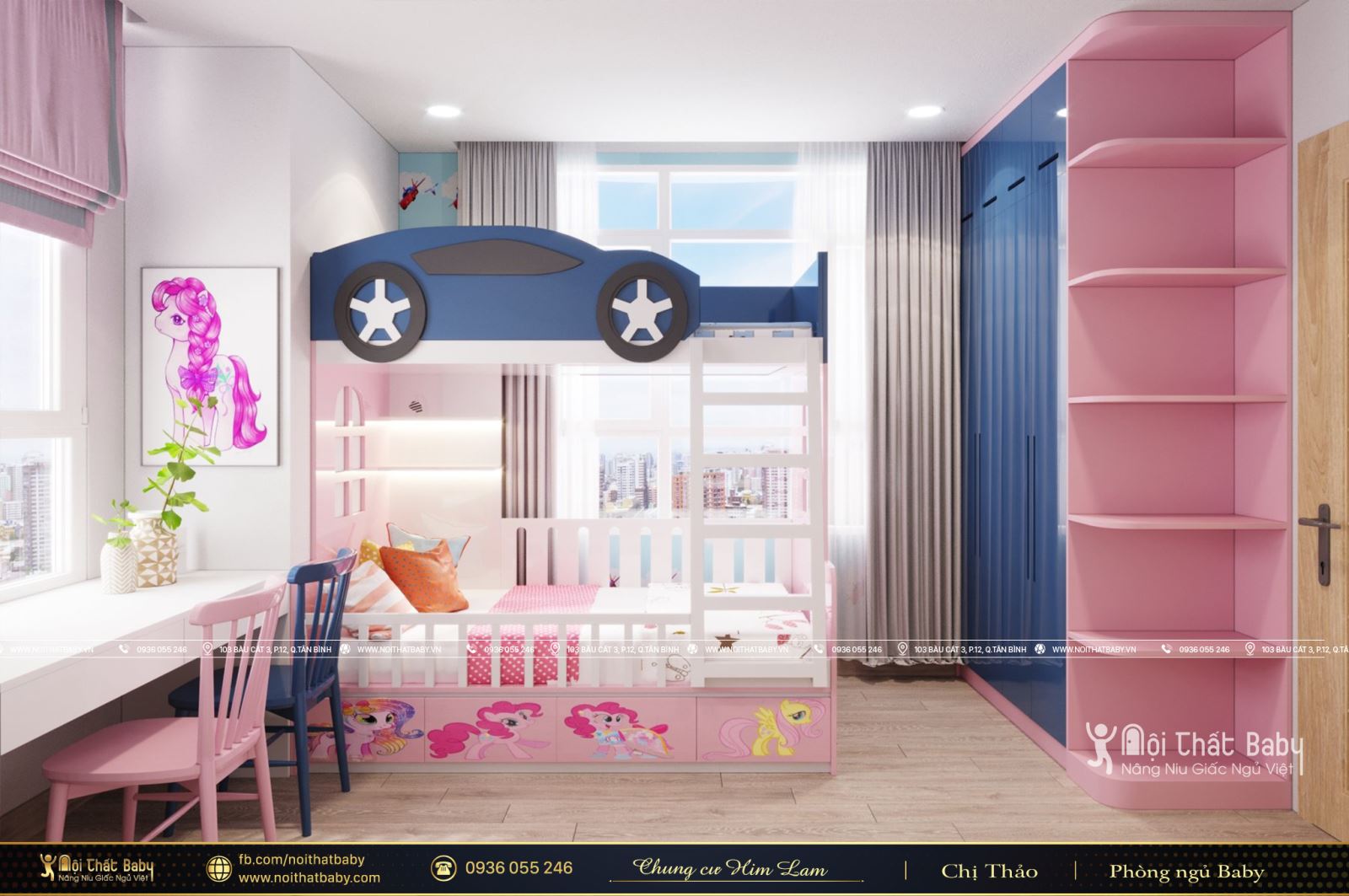 Giường tầng thông minh cho bé căn hộ Him Lam Quận 6
