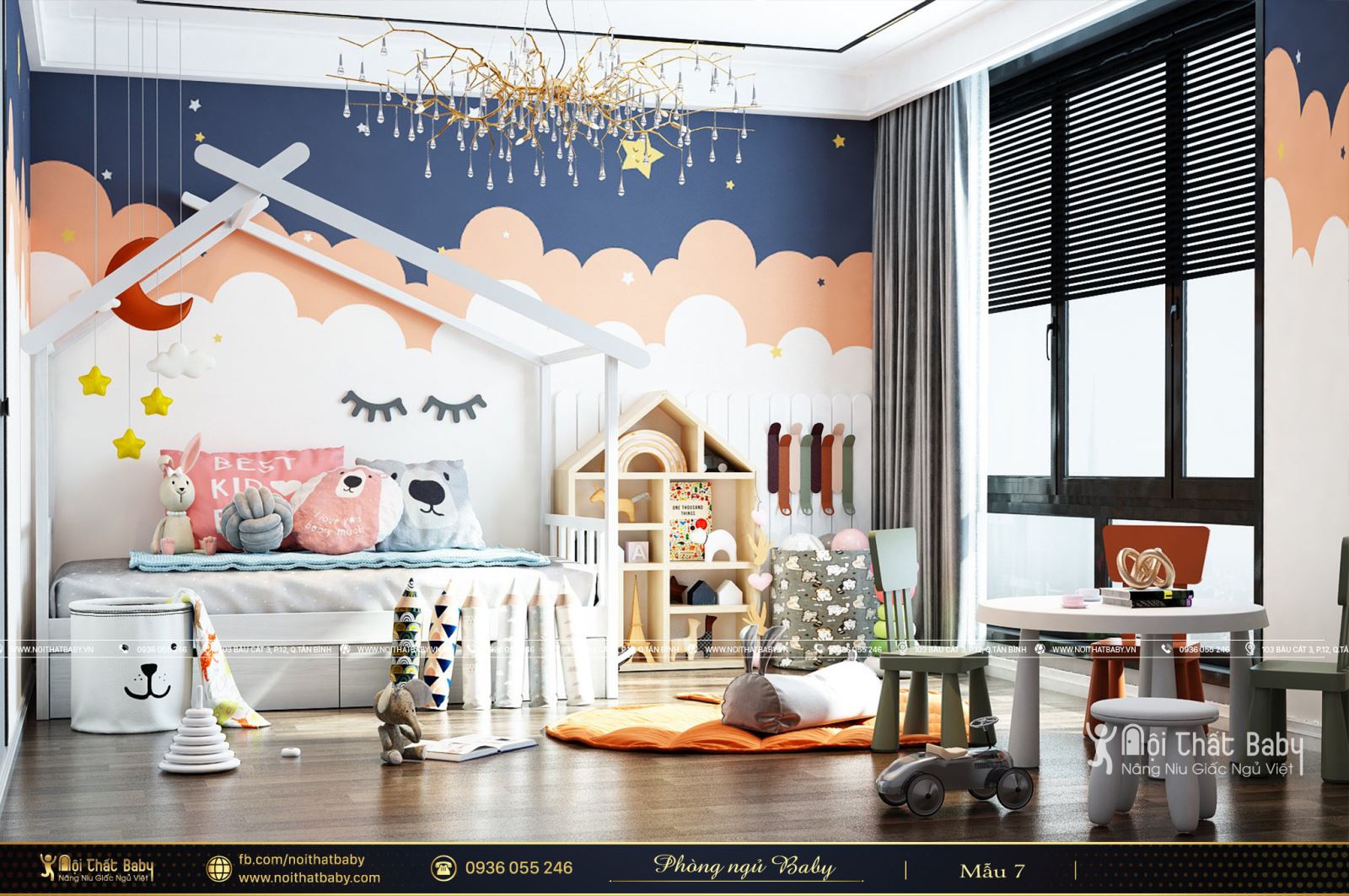 Nội thất phòng ngủ bé gái hiện đại