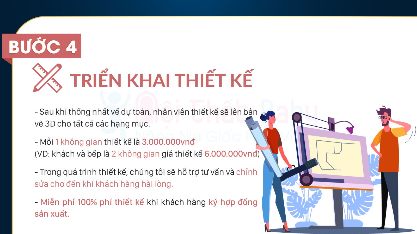 Quy trình dịch vụ Thiết Kế - Thi Công nội thất Nhà Bếp Xinh