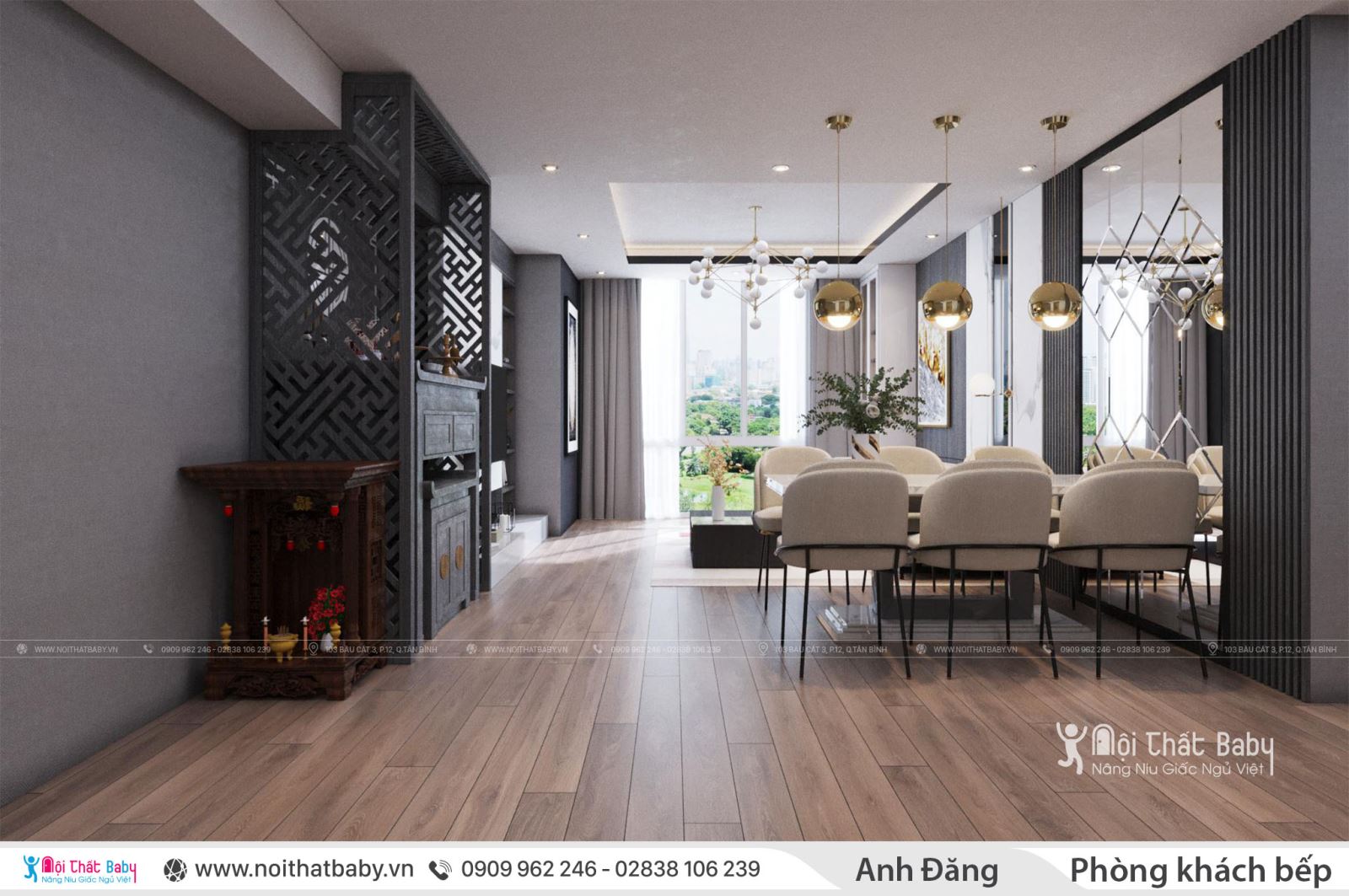 Thiết kế nội thất nhà phố quận Bình Thạnh phong cách hiện đại