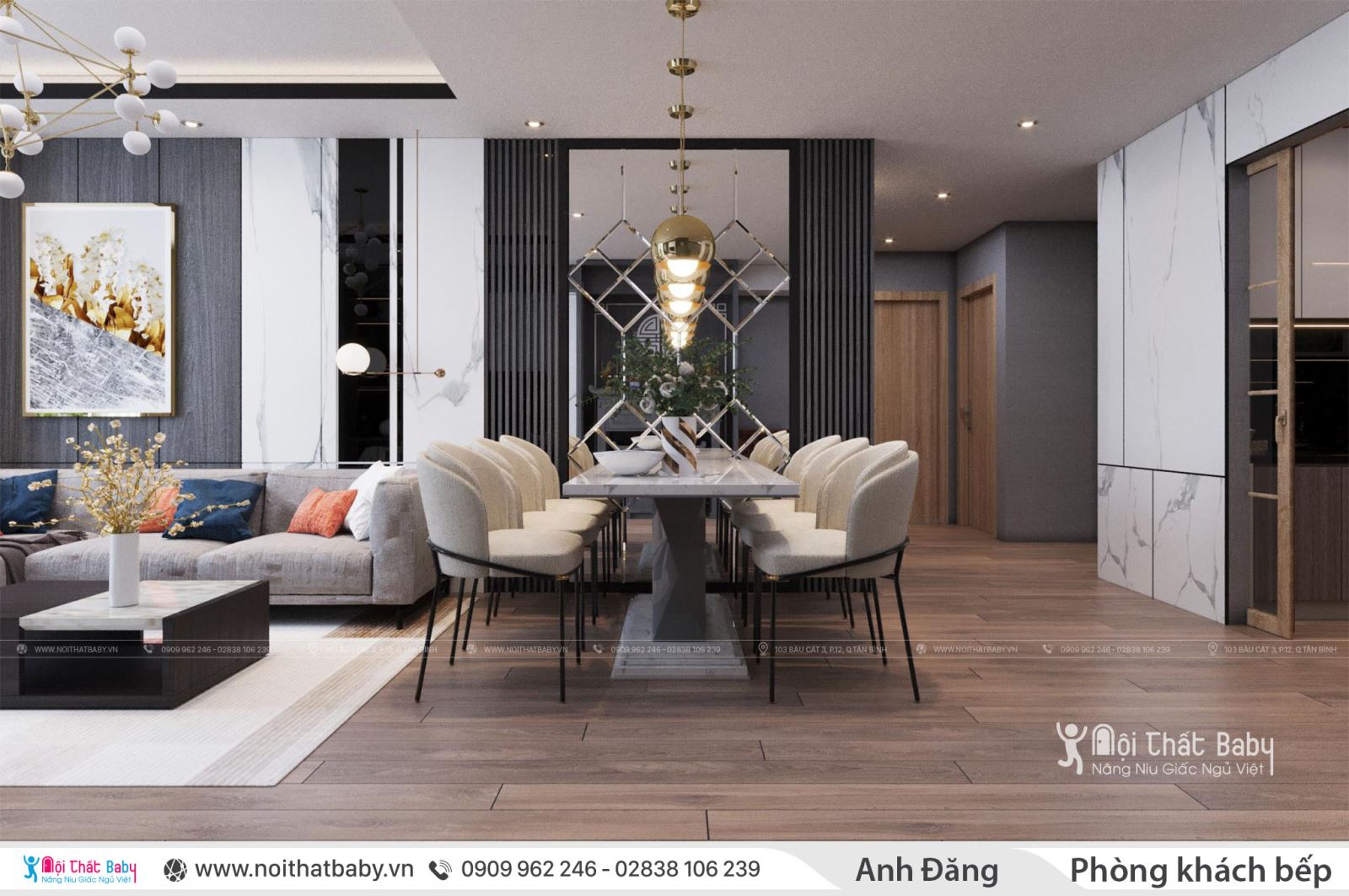 Thiết kế nội thất nhà phố quận Bình Thạnh phong cách hiện đại