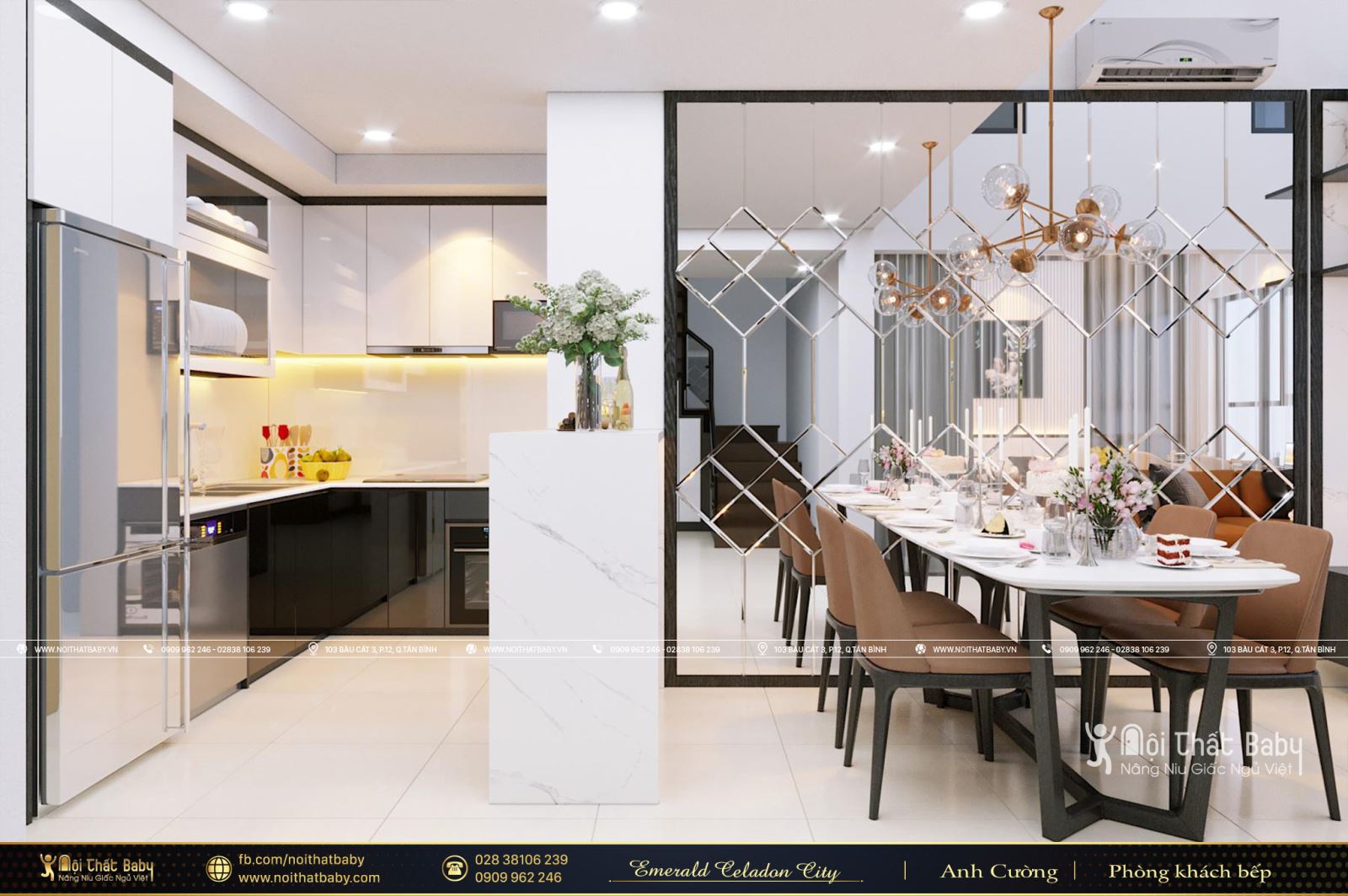Thiết kế nội thất trọn gói hiện đại chung cư Emerald Celadon City - Căn Duplex 112m2