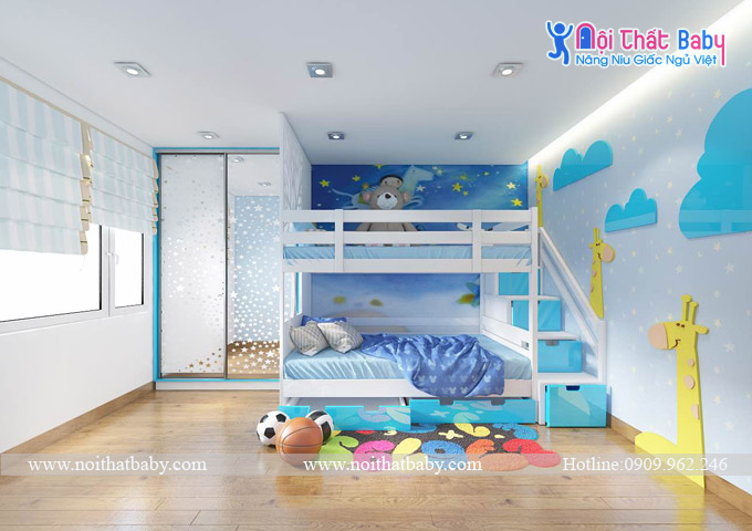 Giường tầng cho bé trai thiết kế ấn tượng BBGN09