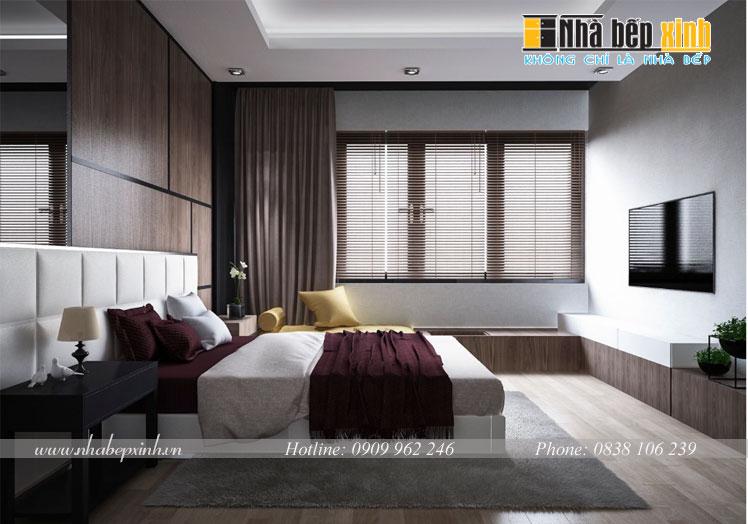 Phòng ngủ đẹp phông nền tối màu nền đen xám - Nhà Bếp Xinh TGNBX36