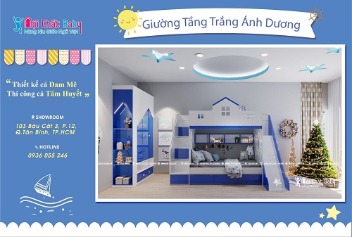 Mẫu giường tầng trắng ánh dương đẹp mê ly 2021