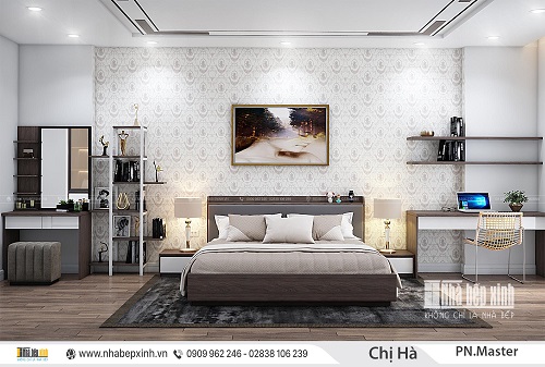 Mẫu nội thất phòng ngủ master hiện đại tại Tân Phú - NBX343