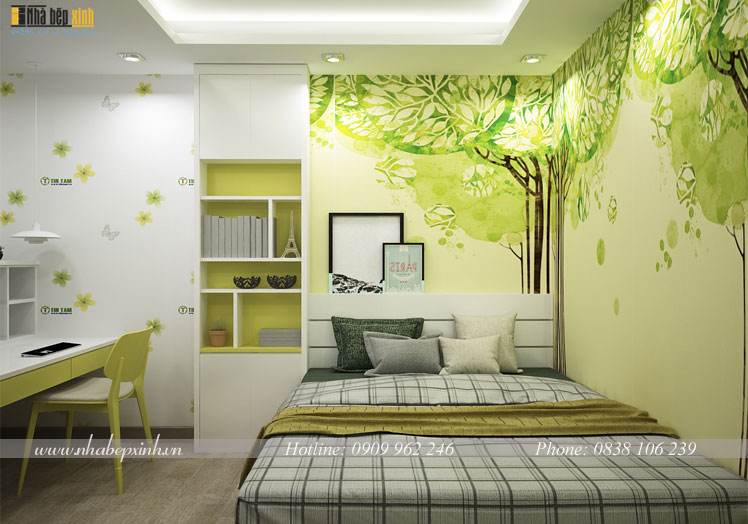 Nội thất phòng ngủ đẹp màu nền vàng chanh đẹp hiện đại TGNBX33