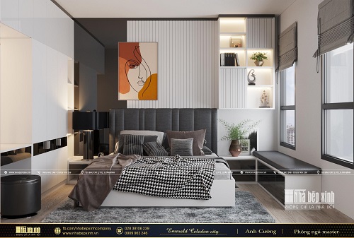 Phòng ngủ Master sang trọng tại căn Duplex Emerald Celedon City 112m2