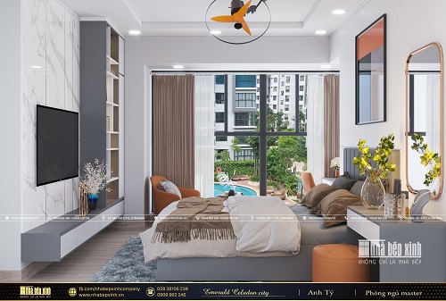 Phòng ngủ Master hiện đại tại căn 112m2 Emerald Celadon City