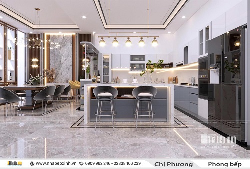 Tủ bếp Acrylic bóng gương