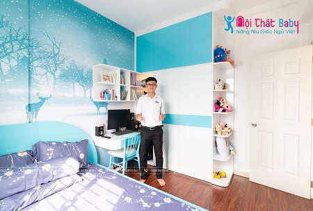 Hình ảnh hoàn thiện thi công nội thất phòng ngủ bé trai nhà anh Sơn - Quận 2